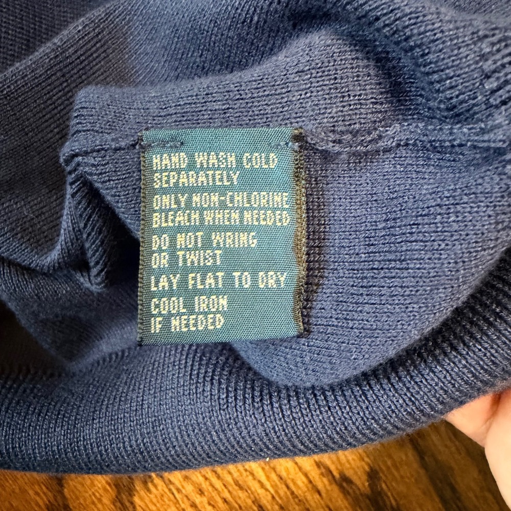 Polo Ralph Lauren Pima Cotton V-Neck Sweater Vest Large Navy Blue Preppy - Picture 7 of 7